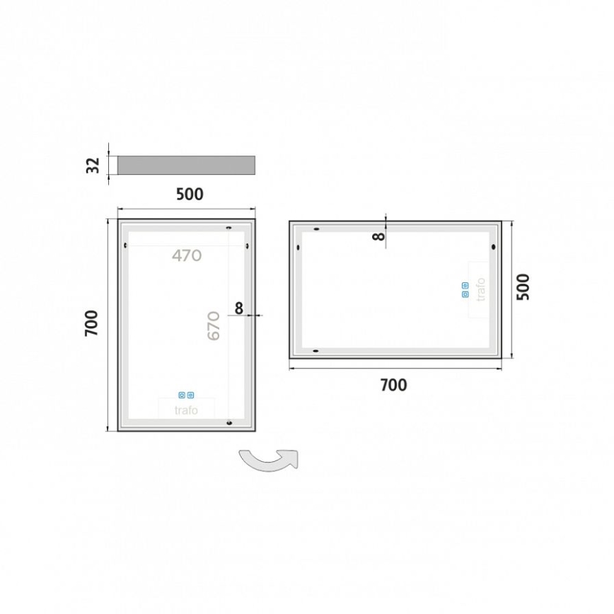 NIMCO ZP 13001VX - Dimmable LED Backlit Bathroom Mirror LED/35W/230V 3000-6500K 70x50 cm IP44