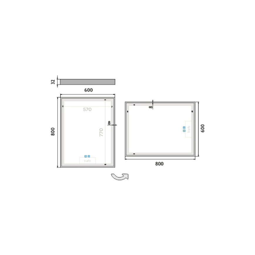 NIMCO ZP 13002VX - LED Dimmable bathroom backlit mirror LED/41W/230V 3000-6500K 80x60 cm IP44