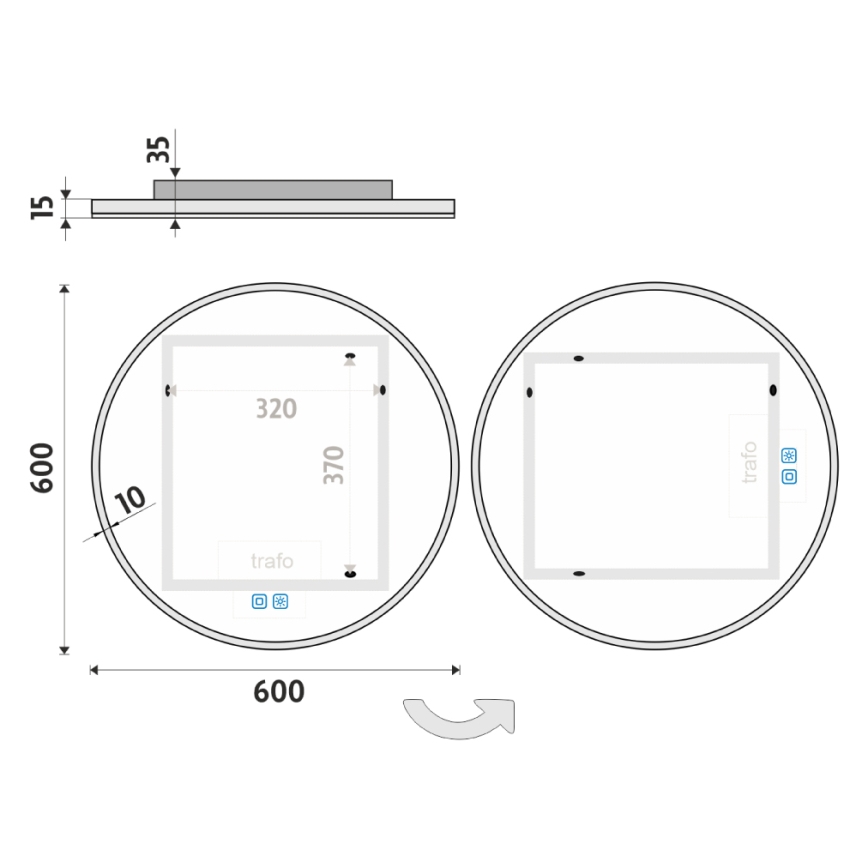 NIMCO ZP 26000RVX - LED Dimmable bathroom backlit mirror LED/26W/230V 3000-6500K d. 60 cm IP44