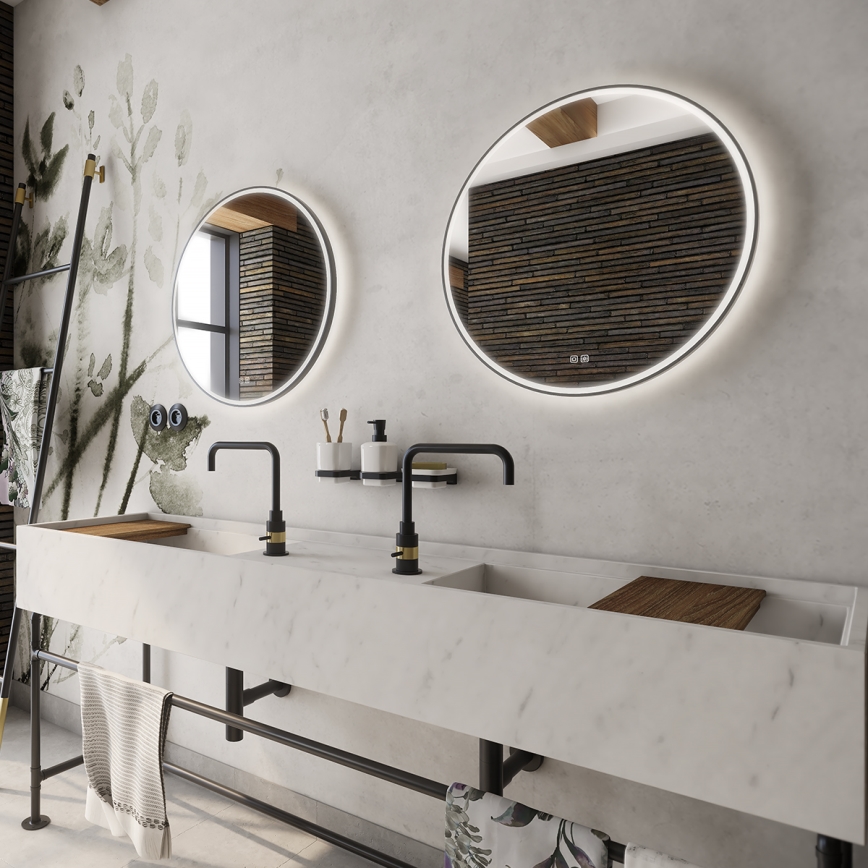 NIMCO ZPC 28000RVX-90 - Dimmable LED backlit bathroom mirror LED/26W/230V 3000-6500K Ø 60 cm matte black IP44