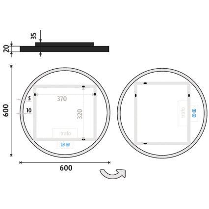 NIMCO ZPC 28000RVX-90 - Dimmable LED backlit bathroom mirror LED/26W/230V 3000-6500K Ø 60 cm matte black IP44