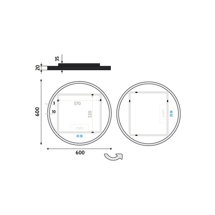 NIMCO ZPC 28000RVX-90 - Dimmable LED backlit bathroom mirror LED/26W/230V 3000-6500K Ø 60 cm matte black IP44