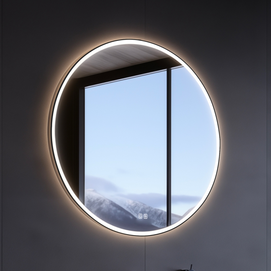 NIMCO ZPC 28000RVX-90 - LED Dimmable bathroom backlit mirror LED/26W/230V 3000-6500K d. 60 cm matte black IP44