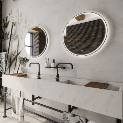 NIMCO ZPC 28001RVX-90 - Dimmable LED Backlit Bathroom Mirror LED/33W/230V 3000-6500K Ø 70 cm Matte Black IP44