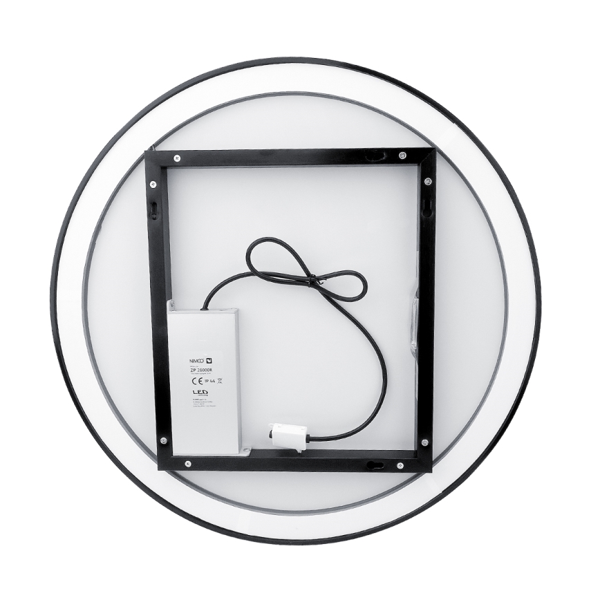 NIMCO ZPC 28001RVX-90 - Dimmable LED Backlit Bathroom Mirror LED/33W/230V 3000-6500K Ø 70 cm Matte Black IP44