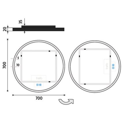NIMCO ZPC 28001RVX-90 - Dimmable LED Backlit Bathroom Mirror LED/33W/230V 3000-6500K Ø 70 cm Matte Black IP44