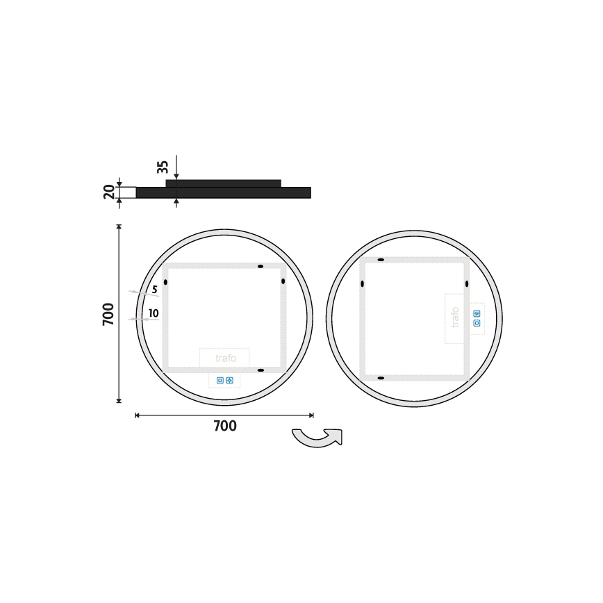 NIMCO ZPC 28001RVX-90 - Dimmable LED Backlit Bathroom Mirror LED/33W/230V 3000-6500K Ø 70 cm Matte Black IP44