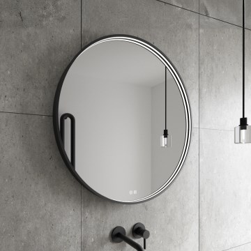 NIMCO ZPC 31000RVX-90 - Dimmable LED Backlit Bathroom Mirror LED/20W/230V 3000-6500K Ø 60 cm Matte Black IP44