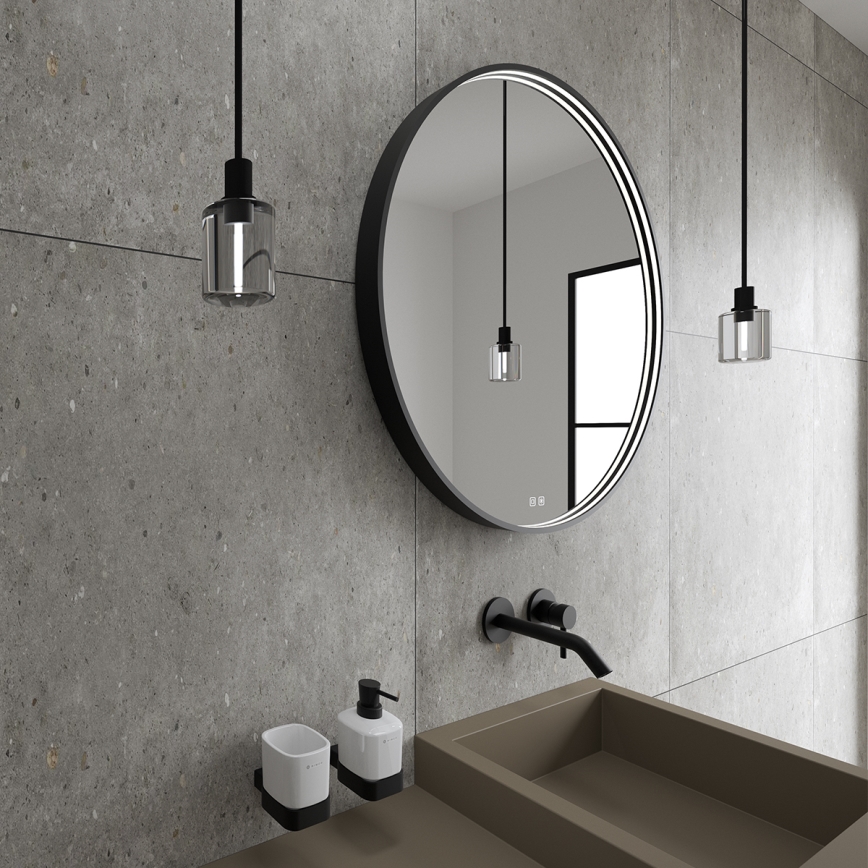 NIMCO ZPC 31000RVX-90 - Dimmable LED Backlit Bathroom Mirror LED/20W/230V 3000-6500K Ø 60 cm Matte Black IP44