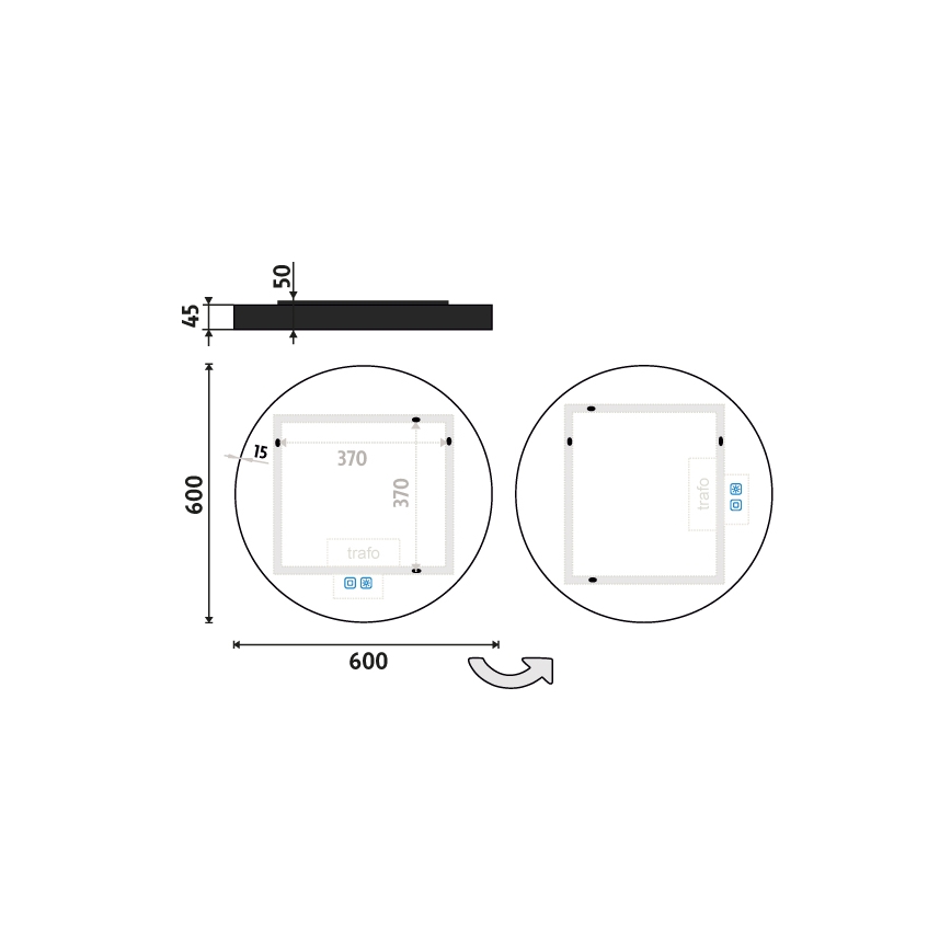 NIMCO ZPC 31000RVX-90 - LED Dimmable bathroom backlit mirror LED/20W/230V 3000-6500K d. 60 cm matte black IP44