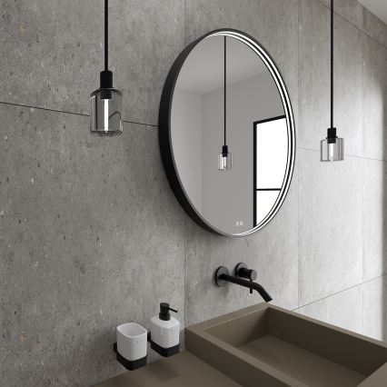 NIMCO ZPC 31001RVX-90 - LED Dimmable Backlit Bathroom Mirror LED/22W/230V 3000–6500K Ø 70 cm Matte Black IP44