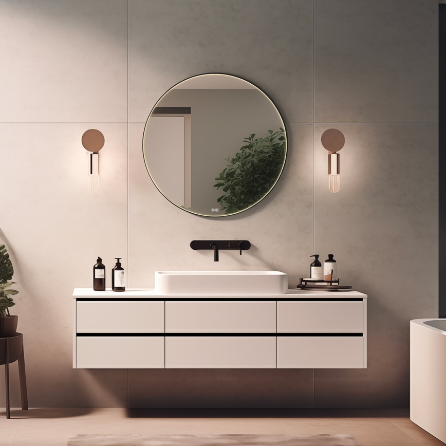 NIMCO ZPC 31001RVX-90 - LED Dimmable Backlit Bathroom Mirror LED/22W/230V 3000–6500K Ø 70 cm Matte Black IP44