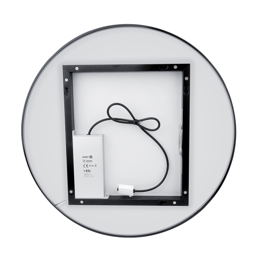 NIMCO ZPC 31001RVX-90 - LED Dimmable Backlit Bathroom Mirror LED/22W/230V 3000–6500K Ø 70 cm Matte Black IP44