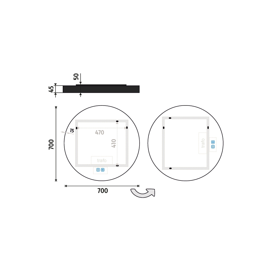 NIMCO ZPC 31001RVX-90 - LED Dimmable Backlit Bathroom Mirror LED/22W/230V 3000–6500K Ø 70 cm Matte Black IP44