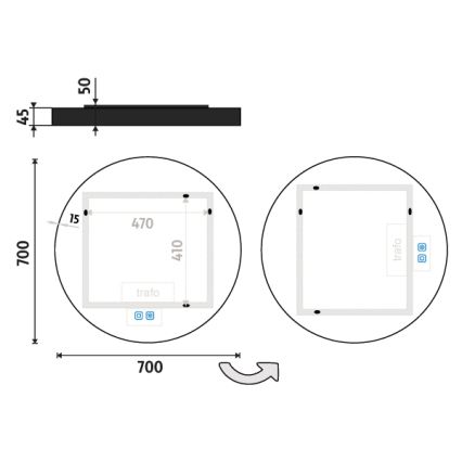 NIMCO ZPC 31001RVX-90 - LED Dimmable bathroom backlit mirror LED/22W/230V 3000-6500K d. 70 cm matte black IP44