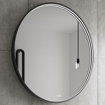 NIMCO ZPC 31002RVX-90 - LED Dimmable Backlit Bathroom Mirror, 26W/230V, 3000-6500K, Ø 80 cm, Matte Black, IP44