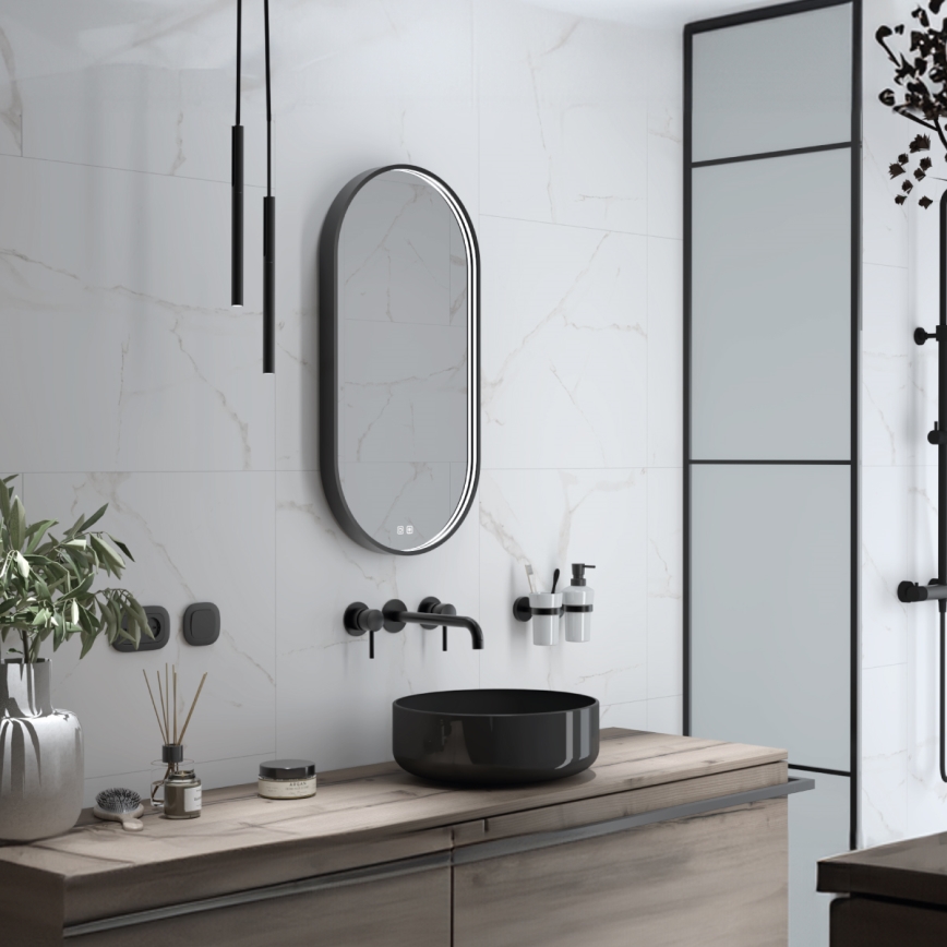 NIMCO ZPC 32002LVX-90 - LED Dimmable Backlit Bathroom Mirror LED/25W/230V 3000-6500K 80x40 cm Matte Black IP44