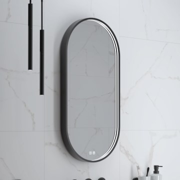 NIMCO ZPC 32002LVX-90 - LED Dimmable Backlit Bathroom Mirror LED/25W/230V 3000-6500K 80x40 cm Matte Black IP44