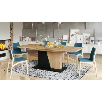 NINO extendable dining table in craft oak/black