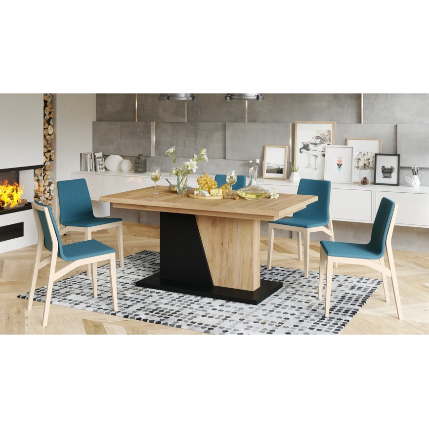 NINO extendable dining table in craft oak/black