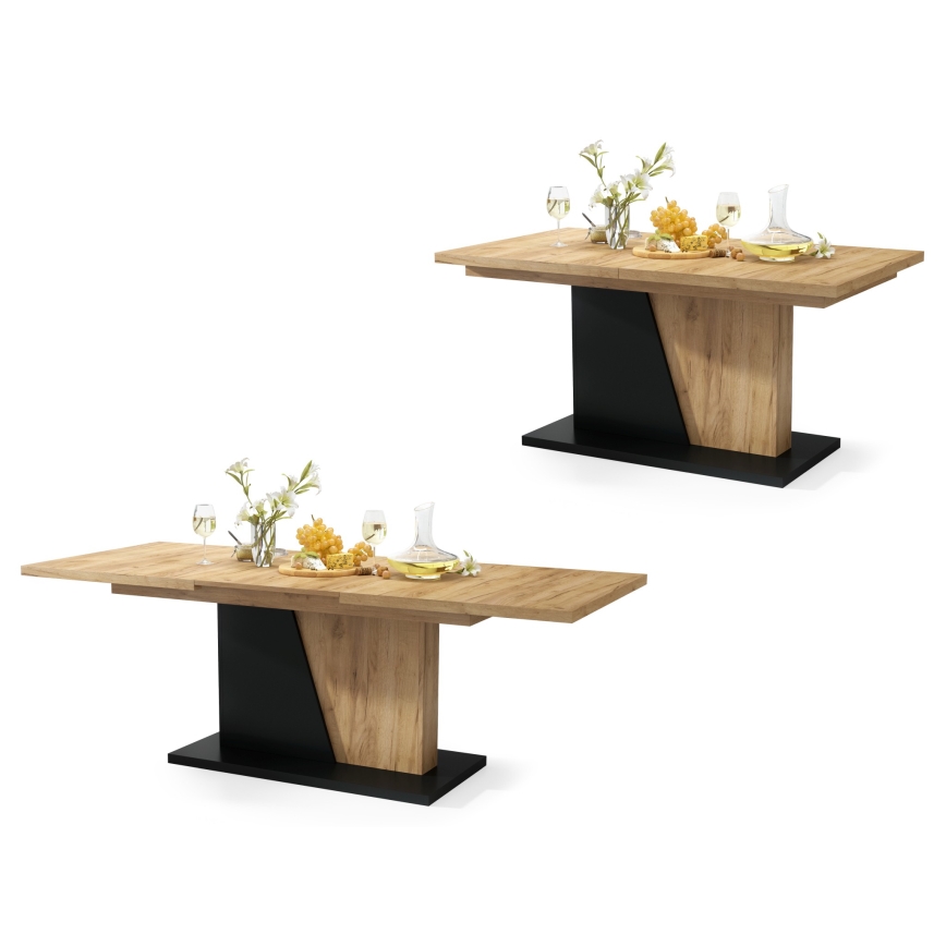 NINO extendable dining table in craft oak/black