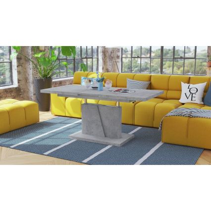 NINO lift-top extendable coffee/dining table, concrete grey