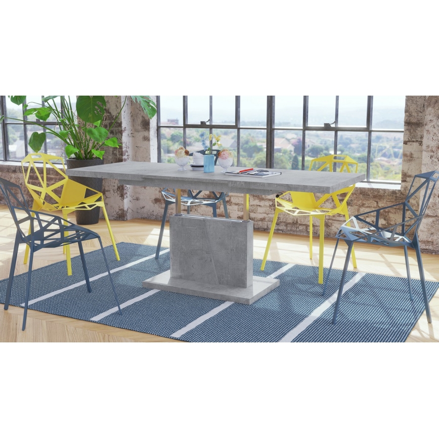 NINO lift-top extendable coffee/dining table, concrete grey