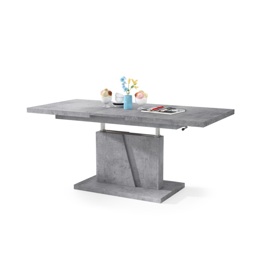 NINO lift-top extendable coffee/dining table, concrete grey
