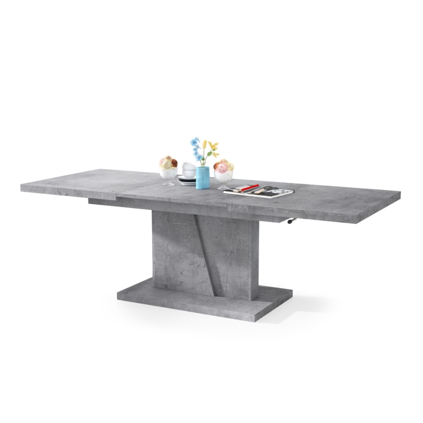 NINO lift-top extendable coffee/dining table, concrete grey