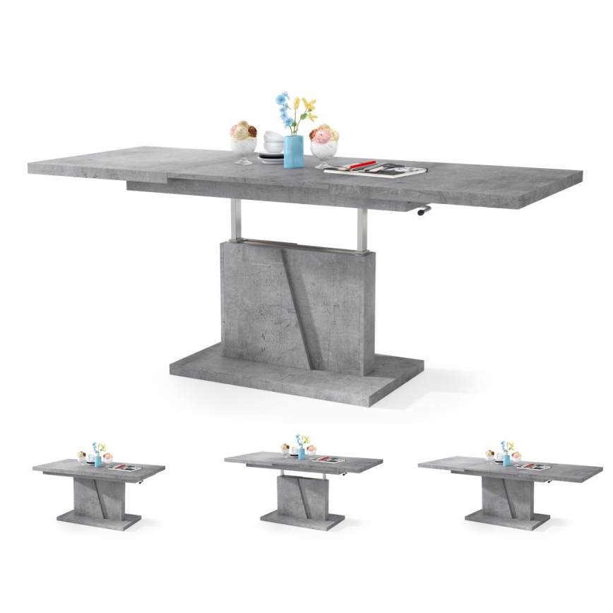 NINO lift-top extendable coffee/dining table, concrete grey