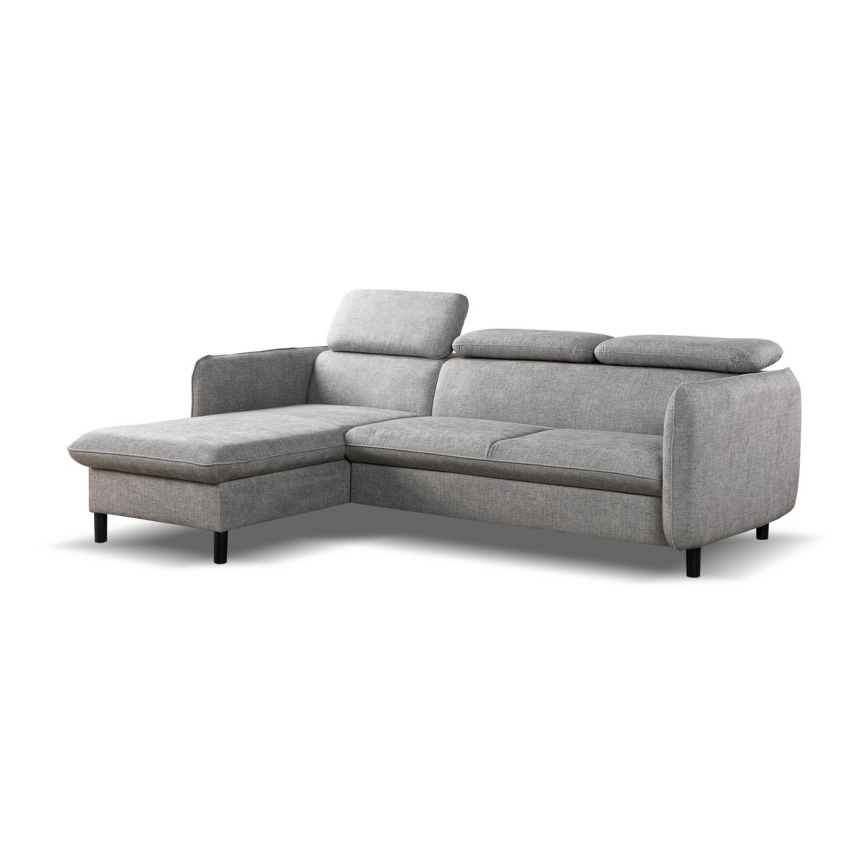 NISA L-Shaped Corner Sofa Bed with Storage, Left-Facing, Grey