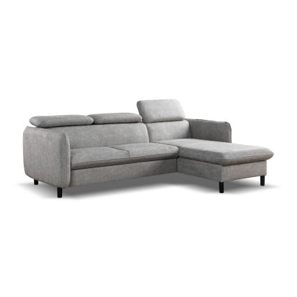 NISA L-shaped corner sofa with pull-out bed and storage — right-hand, gray