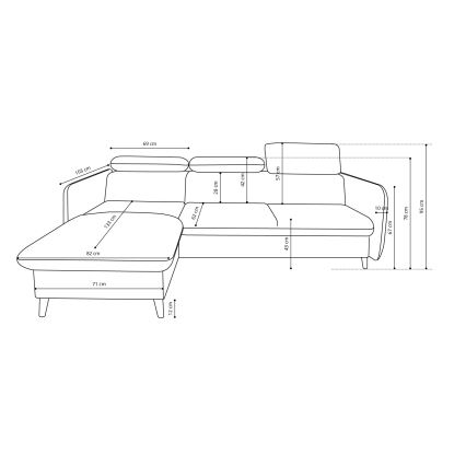NISA L-shaped corner sofa with pull-out bed and storage — right-hand, gray