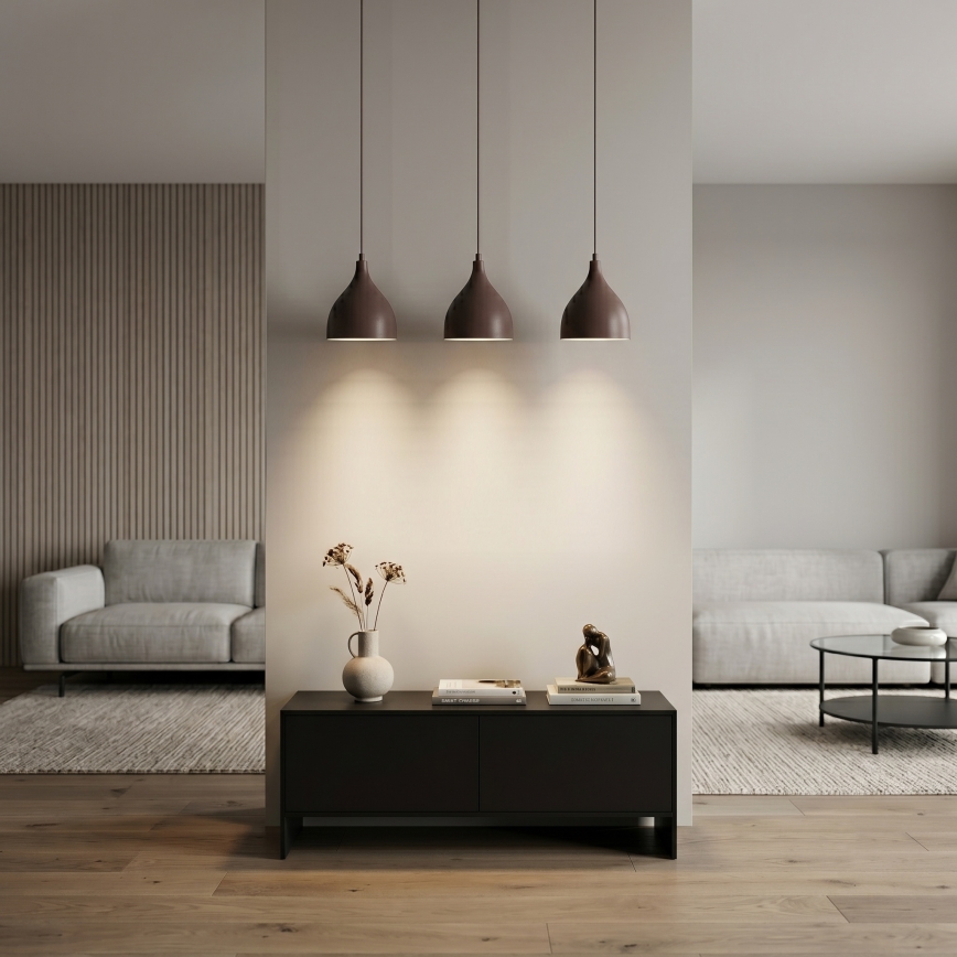 NOAK CLASSIC cord-hung pendant light, 3xE27/15W/230V, brown