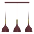 NOAK cord pendant light 3x E27/15W/230V burgundy
