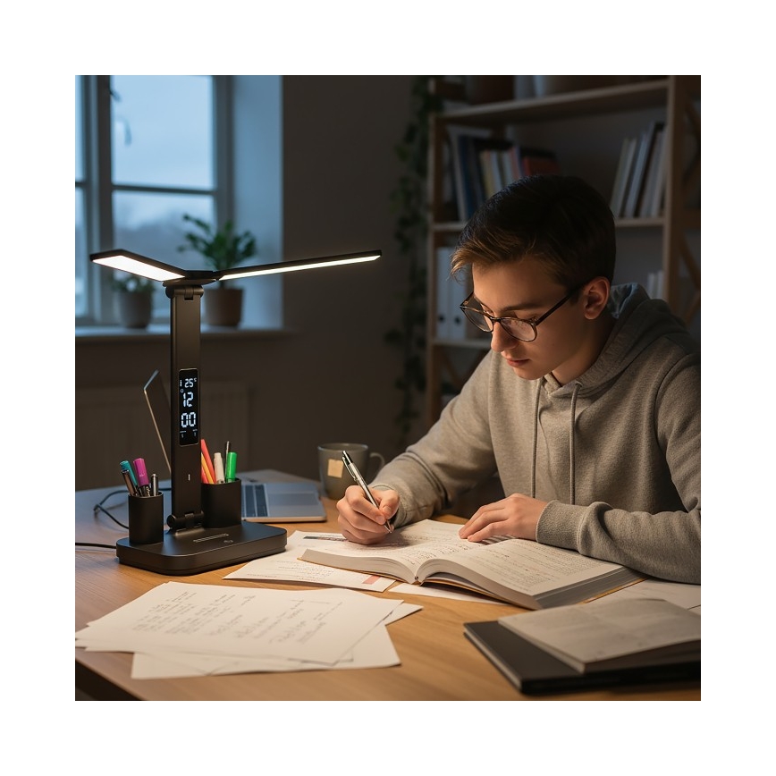 Dimmable Rechargeable NOBLITE P LED Desk Lamp 5W/5V 3000/4000/6000K 2200 mAh Black