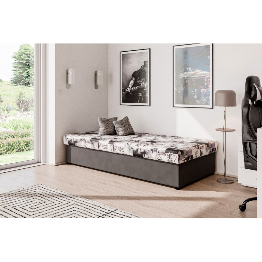 NOE daybed with spring mattress and storage 90x200 grey/black