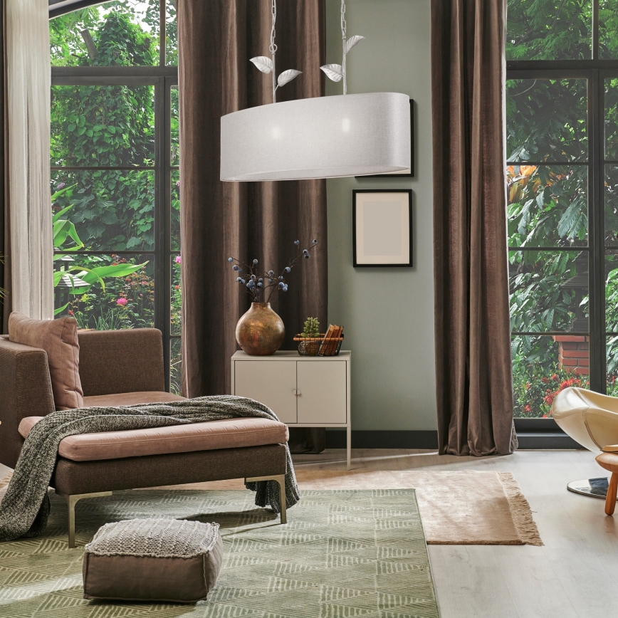 NOEMI chain-hung chandelier 2xE27/60W/230V silver/white patina