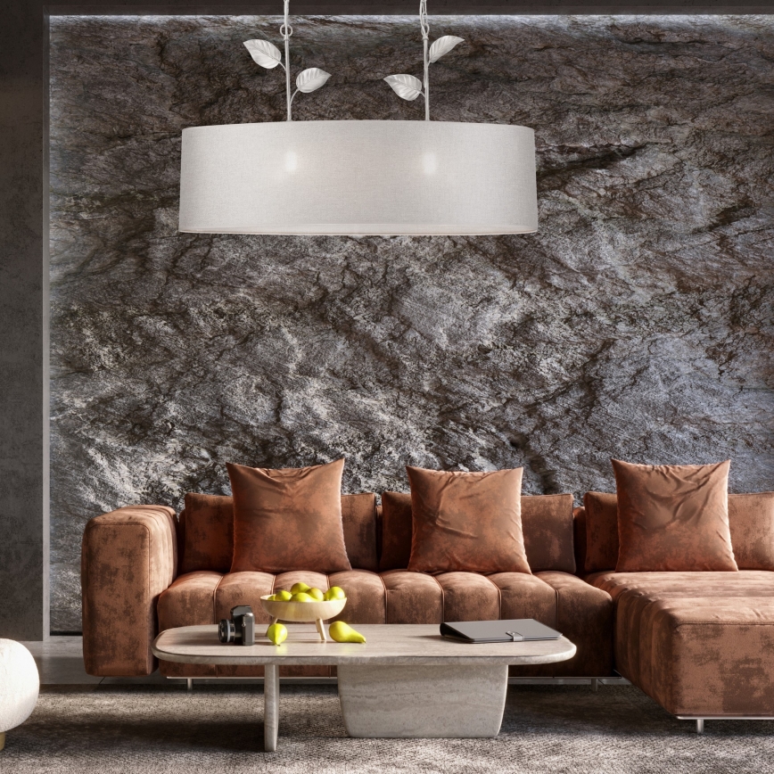 NOEMI chain-hung chandelier 2xE27/60W/230V silver/white patina