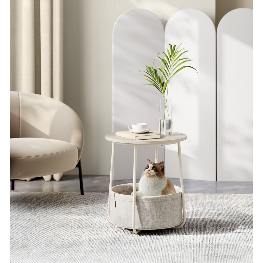 NOIRA Side Table, Cream/White