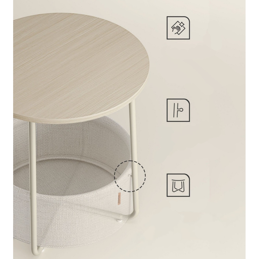 NOIRA Side Table, Cream/White