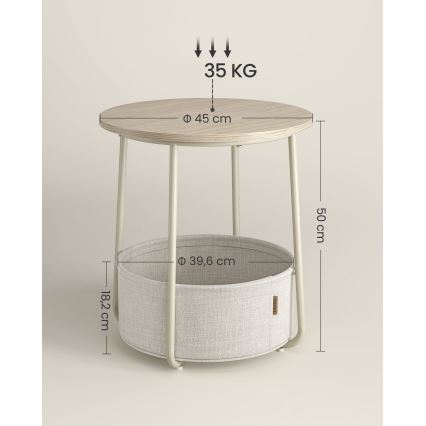 NOIRA Side Table, Cream/White