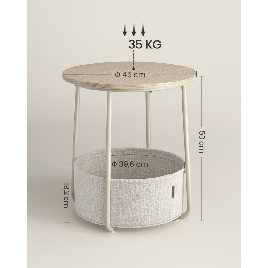 NOIRA Side Table, Cream/White