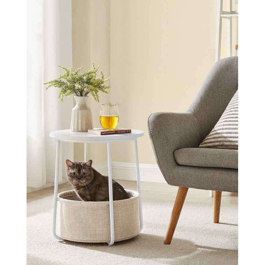 NOIRA side table white/light brown