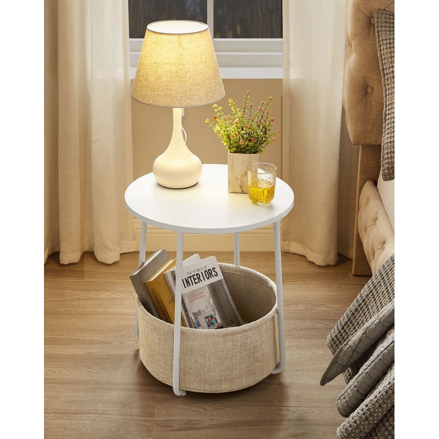 NOIRA side table white/light brown