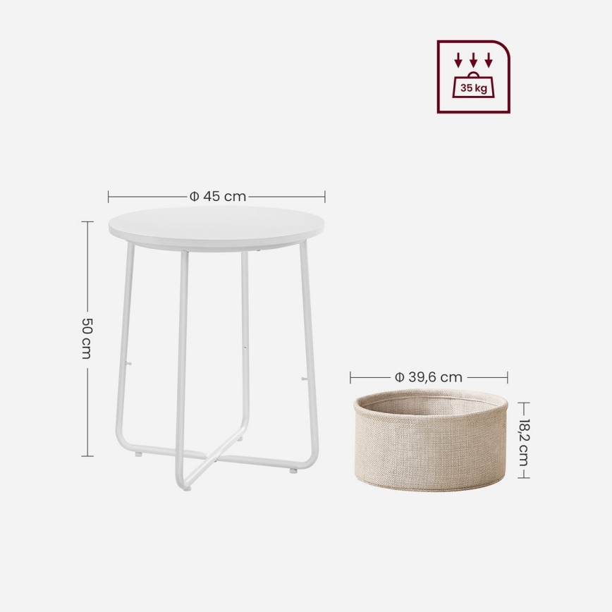 NOIRA side table white/light brown