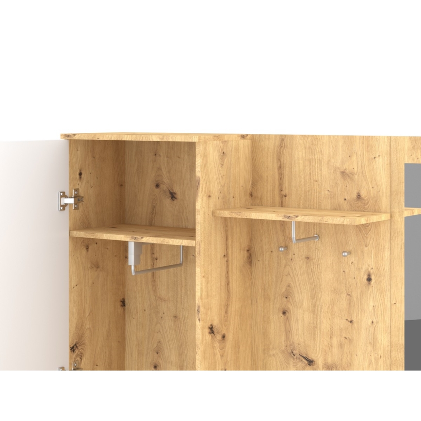 NOLAN entryway wall unit with mirror, Artisan Oak/White