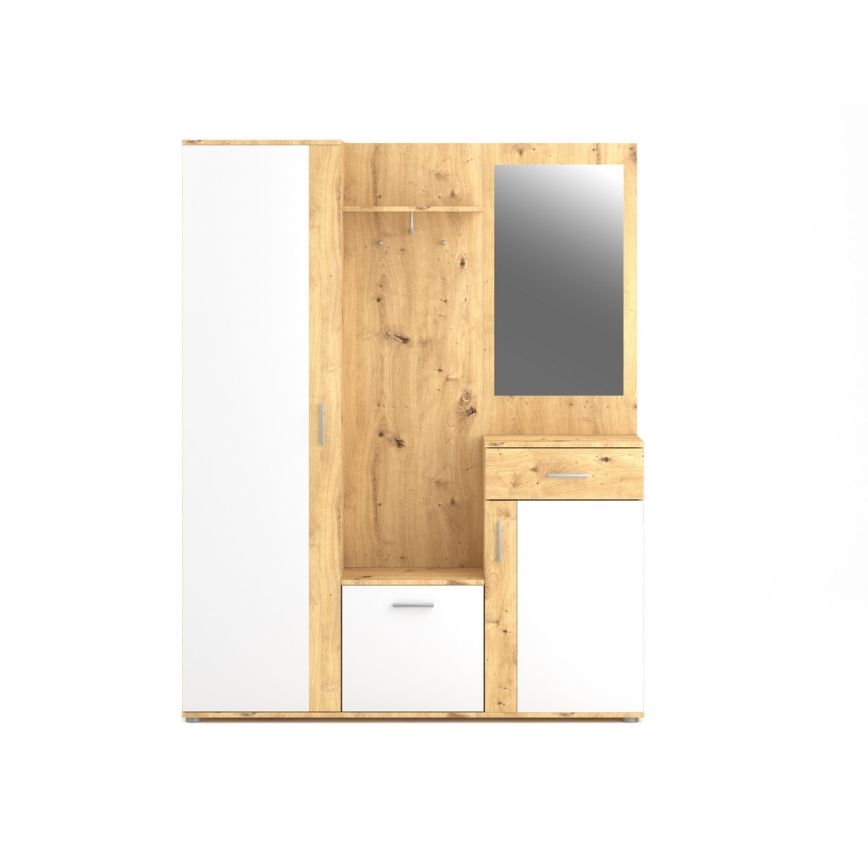 NOLAN entryway wall unit with mirror, Artisan Oak/White
