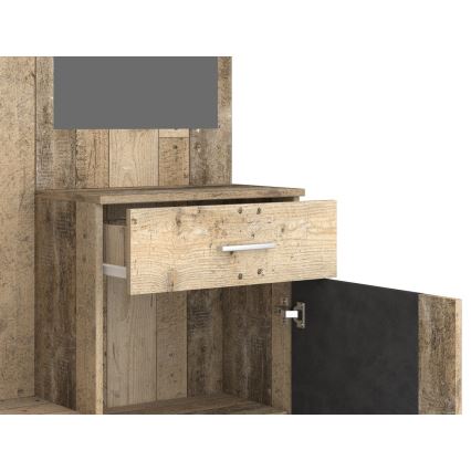 NOLAN Entryway Wall Unit with Mirror, Brown/Graphite Finish