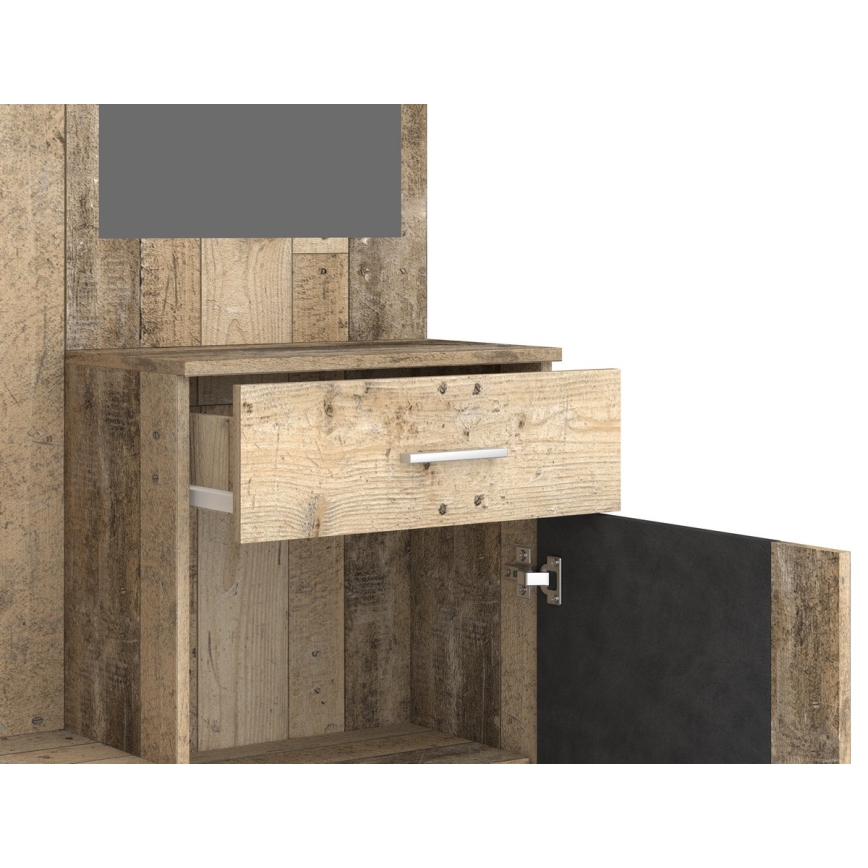 NOLAN Entryway Wall Unit with Mirror, Brown/Graphite Finish